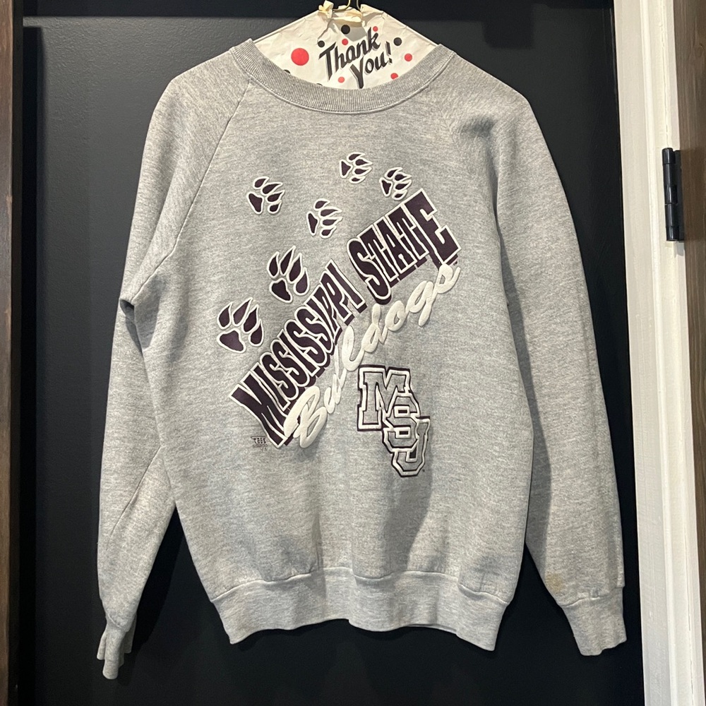 Vintage Mississippi State Bulldogs MSU Fleece Lined Sweatshirt Size Large